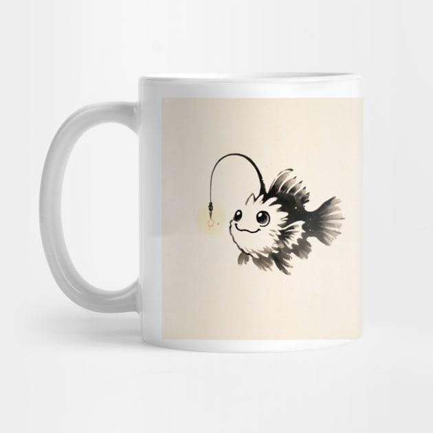 Lantern’s Glow: The Whimsical Anglerfish • Asian Art • Deep Sea Creature by Bifng